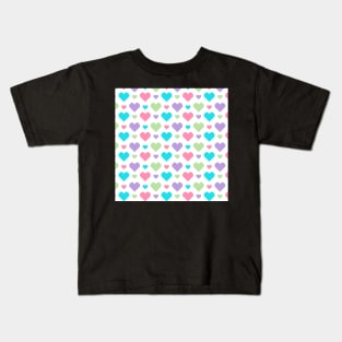 Pixel Heart Pattern - Pastel Color Kids T-Shirt